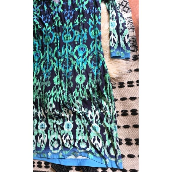 VTG Donna Morgan 8 Peacock Blue Green Stretch Resort Cruise Knee Length Dress - Picture 3 of 9